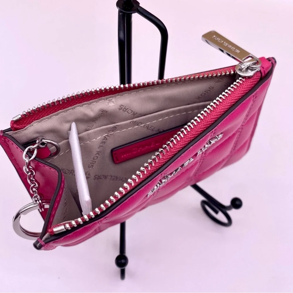 Michael Kors Quilted Coinpouch Small Wallet Dragonfruit